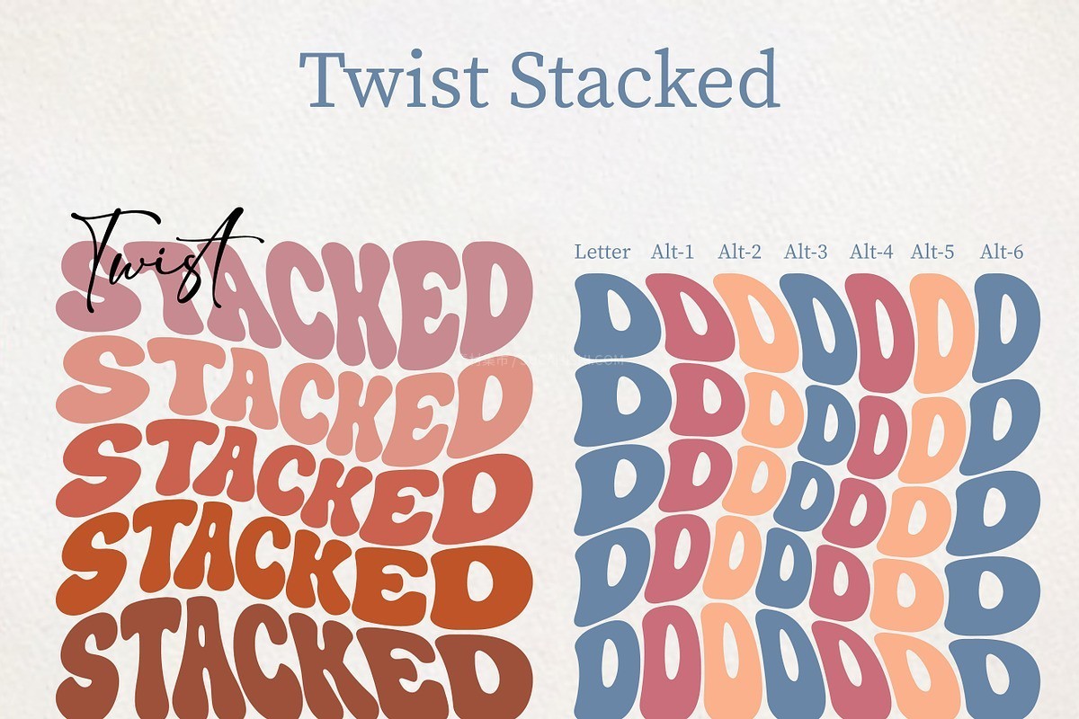 Spilt Stacked Bundle:11款创意堆叠效果装饰字体